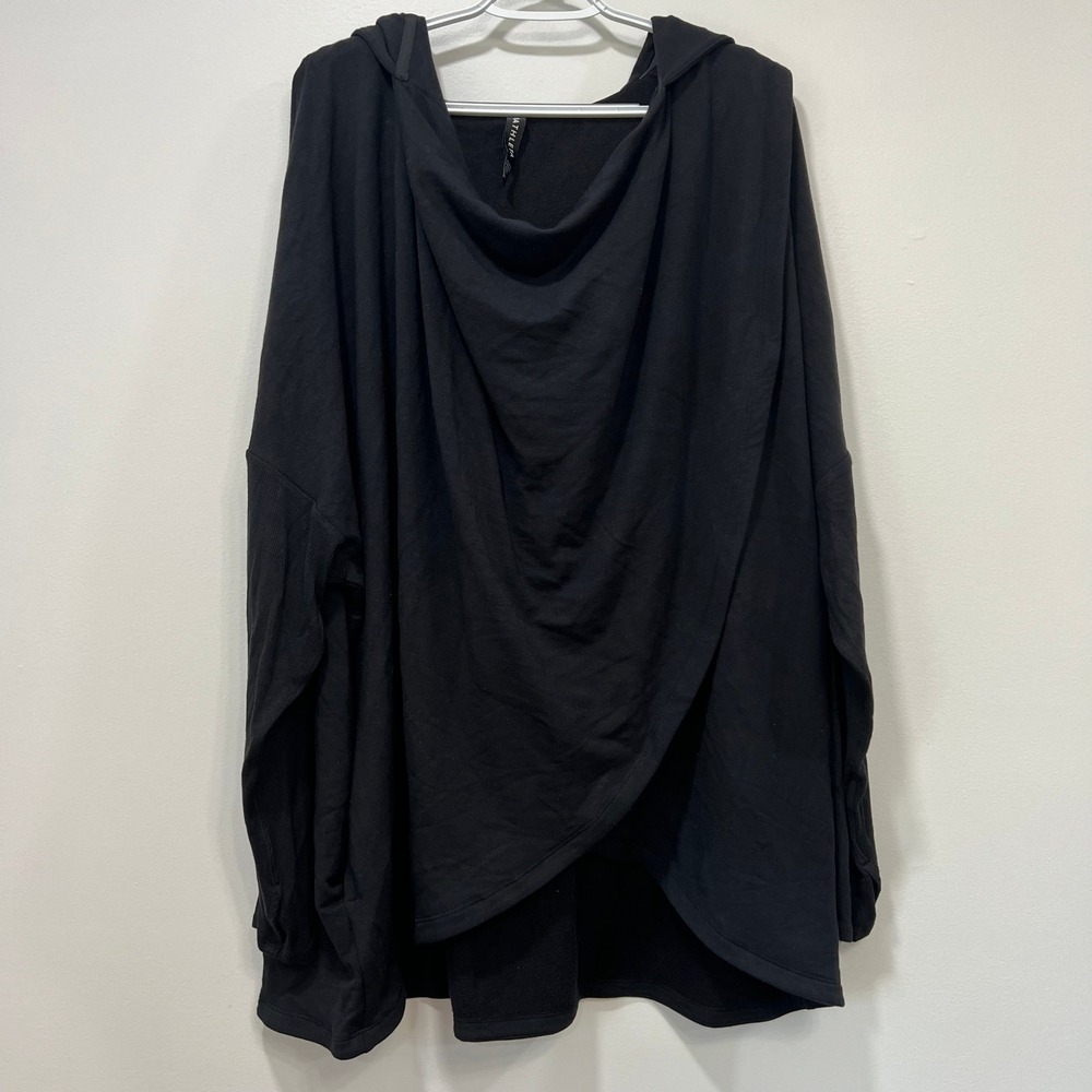 Athleta Purana Wrap Sweatshirt 3XL NWT $89 Gray Cris‎ Cross Hood Knit